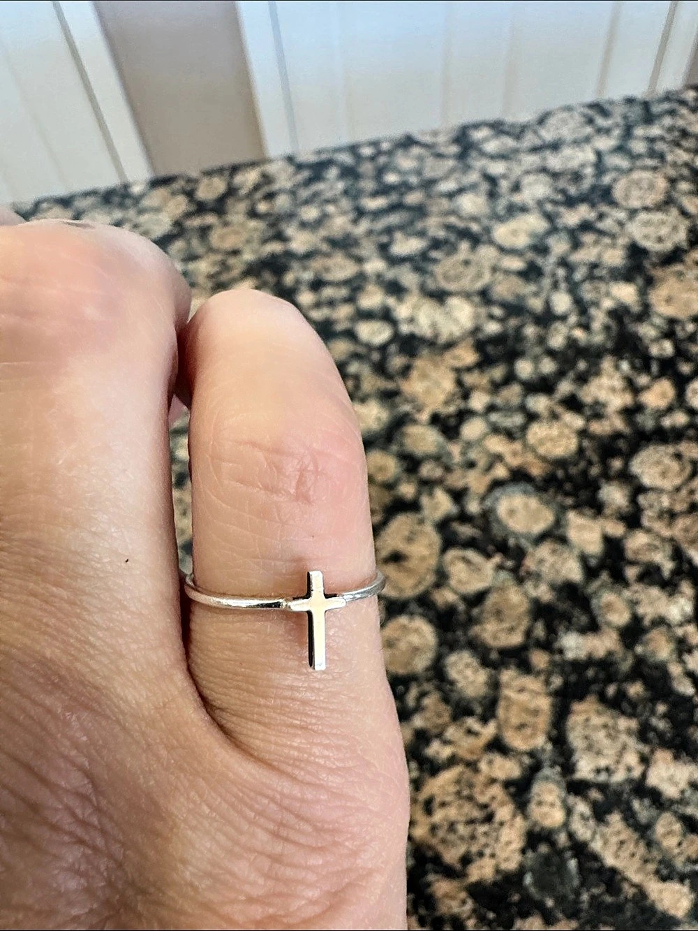 Primrose Sterling Silver Cross Band Ring Cross Ring in Silver Size 7